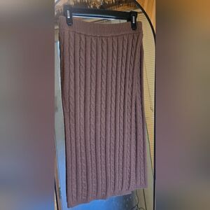 SHEIN Mauve Cable Knit Pencil Skirt